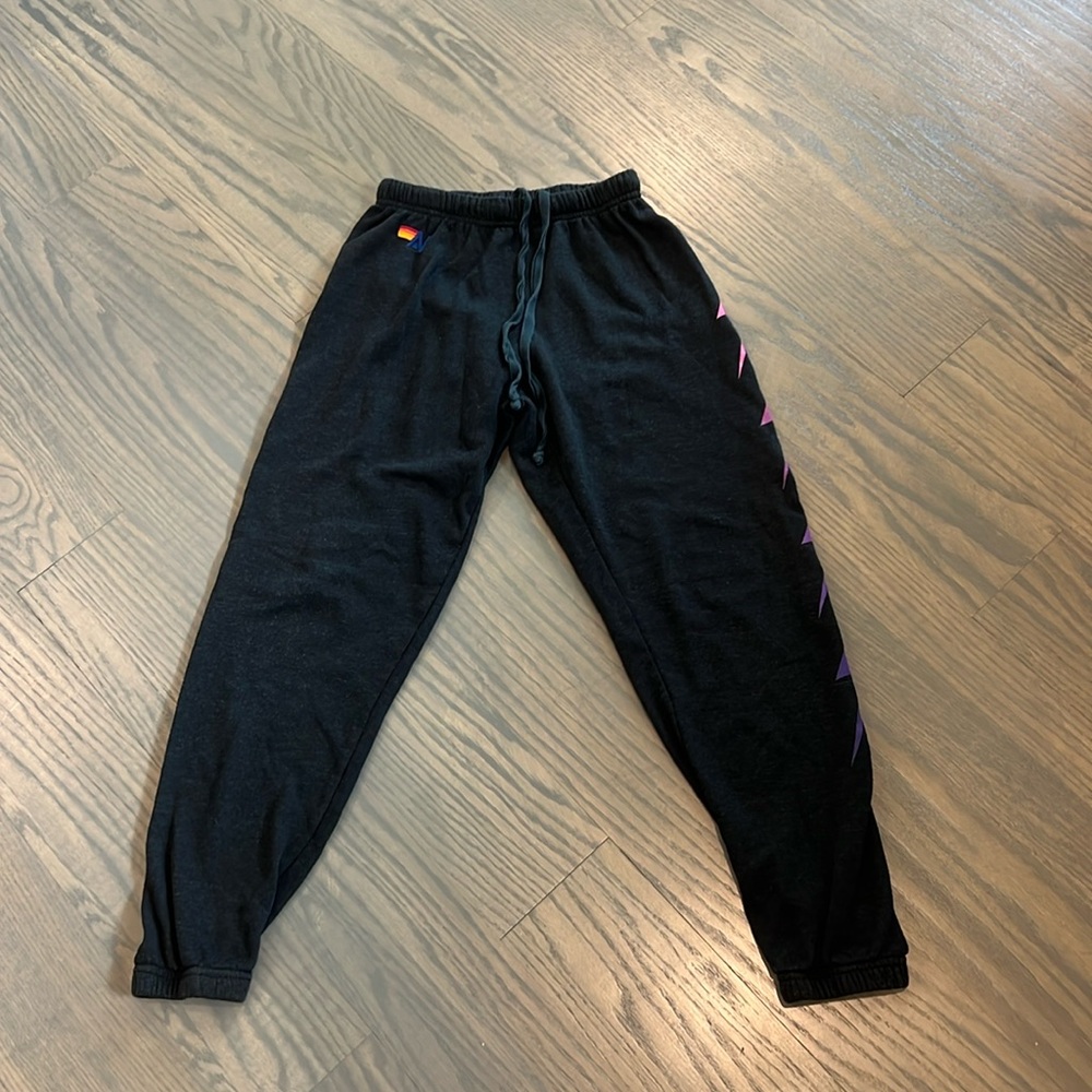 Pink and Purple Lightning Bolt Aviator Nation Sweatpants